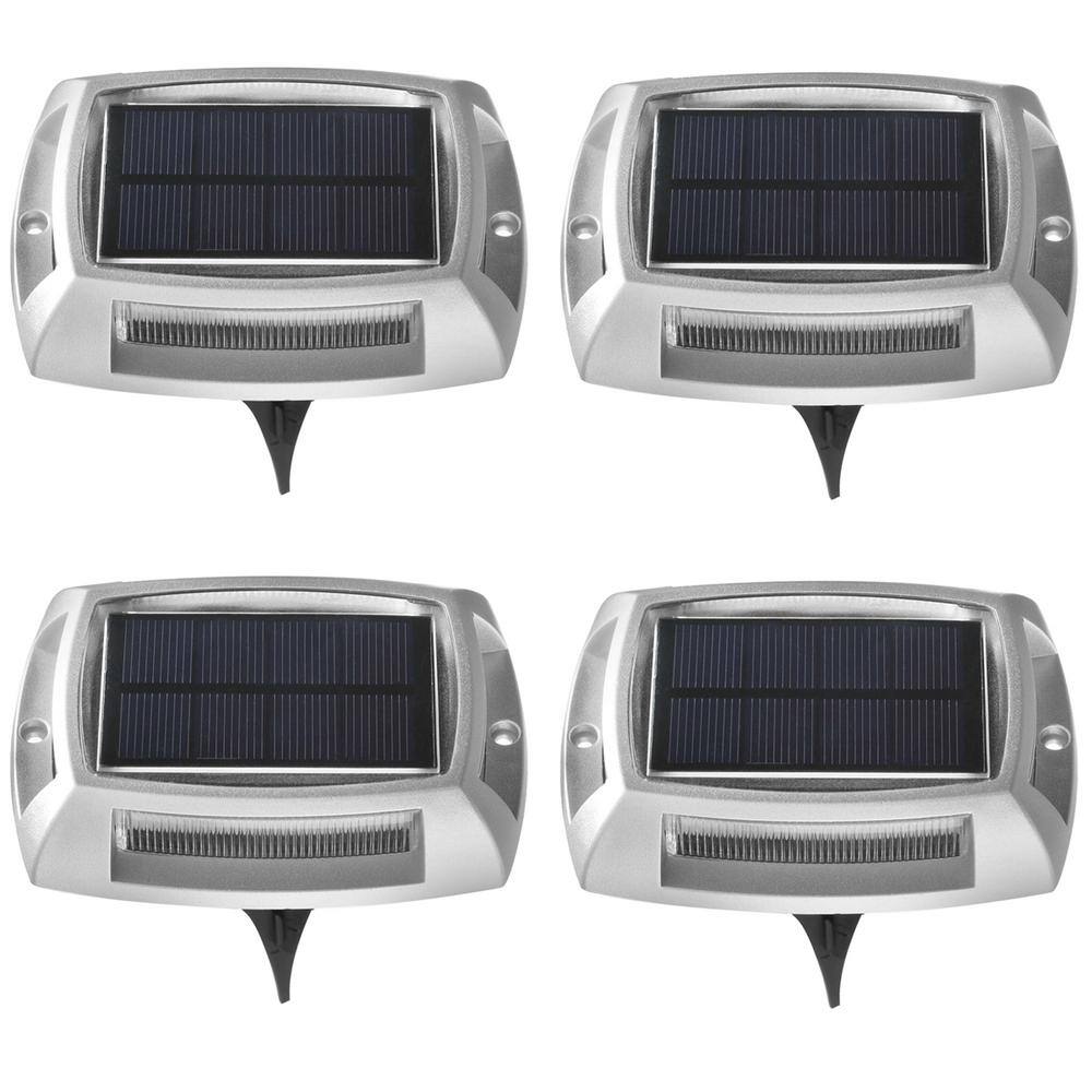 Hampton Bay Solar Metallic Integrated LED Deck and Stair Light (4-Pack) 62806