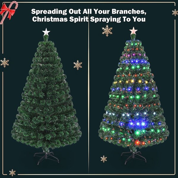 Costway 7' PreLit Fiber Optic Artificial Christmas Tree w/Multicolor