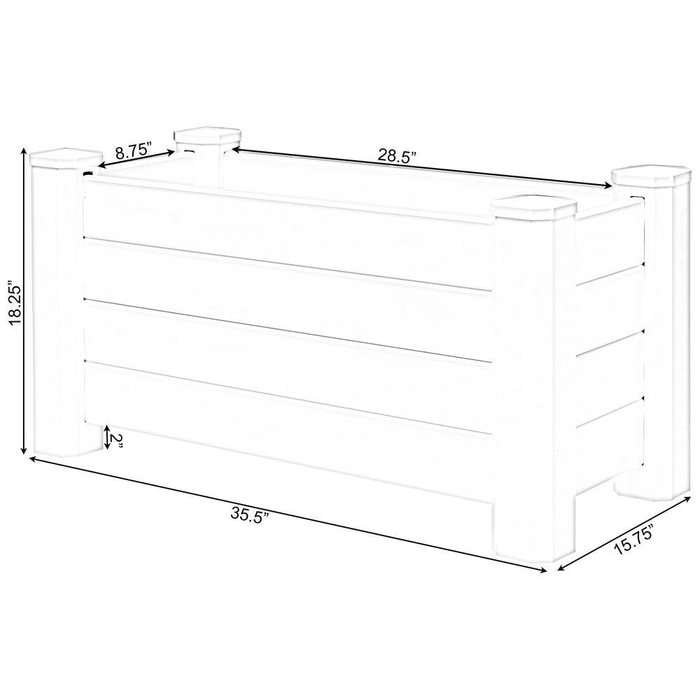 Gardenised White Vinyl Traditional Fence Design Garden Bed Elevated Screwless Raised Planter Box QI003740.B