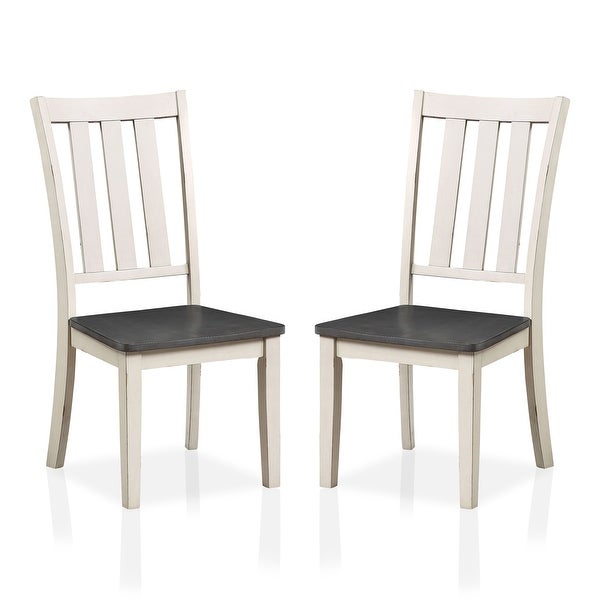 Furniture of America Hochter Farmhouse Antique White Wood Dining Chairs (Set of 2)