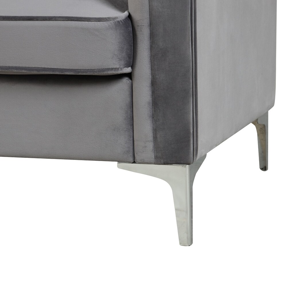 Morden Fort Modern 2 Pieces of Chair and Loveseat Set with Dutch Velvet Grey  Iron Legs