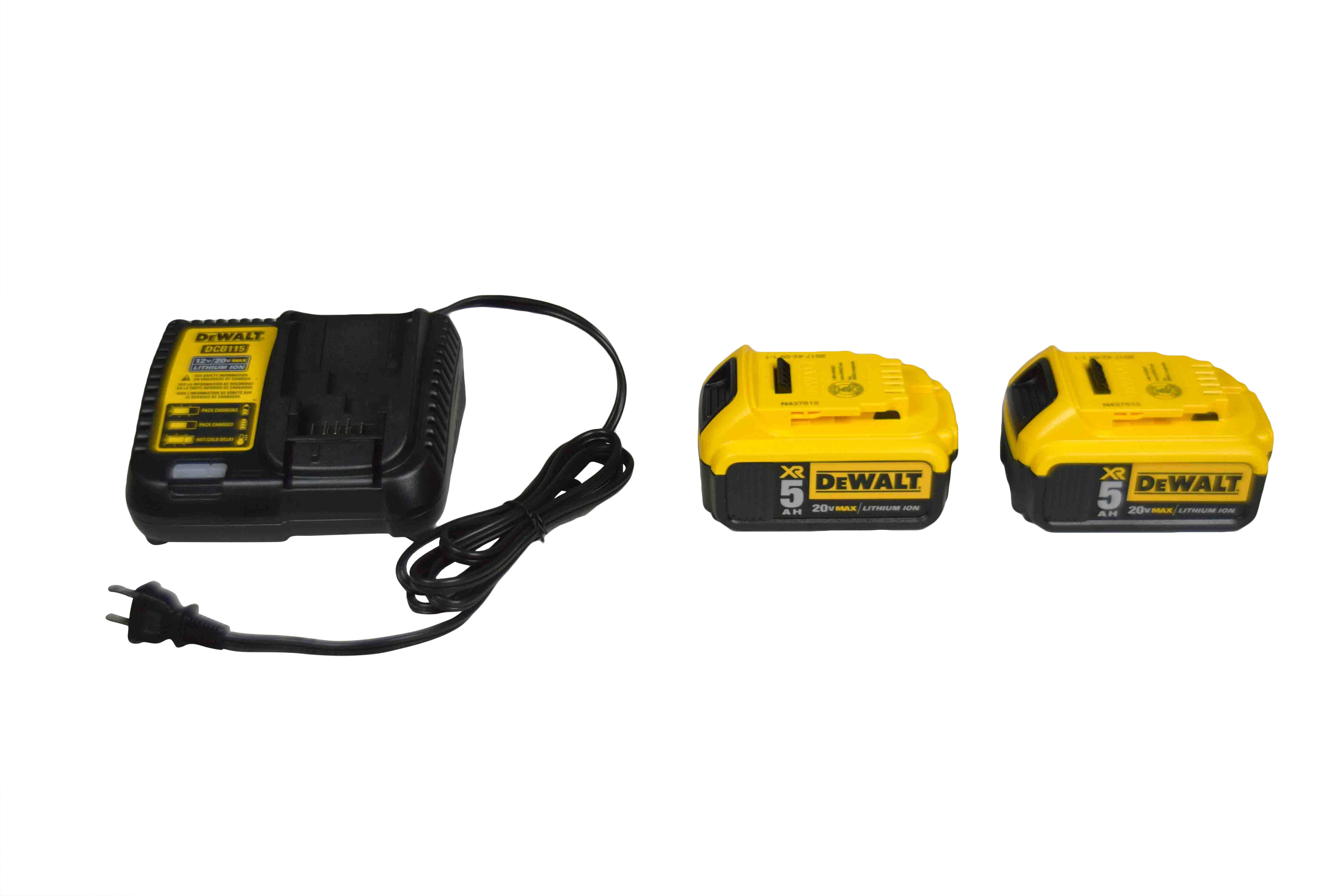 DeWALT Max XR Lithium-Ion 20V 5Ah Battery DCB205 - Two Pack with Charger