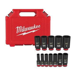 MW SHOCKWAVE 38 in. Drive Deep Well 6 Point Impact Socket Set (12-Piece) 49-66-7006