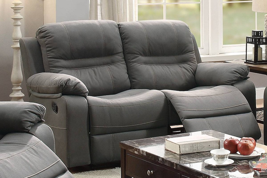 Provdiv 2 Piece Motion Reclining Sofa Set in Slate Blue Breathable Leatherette   Transitional   Living Room Furniture Sets   by Hollywood Decor  Houzz