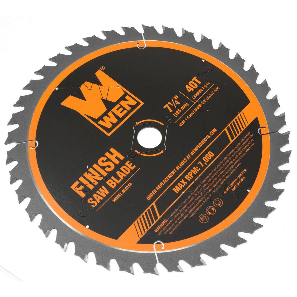 WEN 7.25 in. 40-Tooth Carbide-Tipped Professional Finish Saw Blade for Miter Saws and Circular Saws BL0740