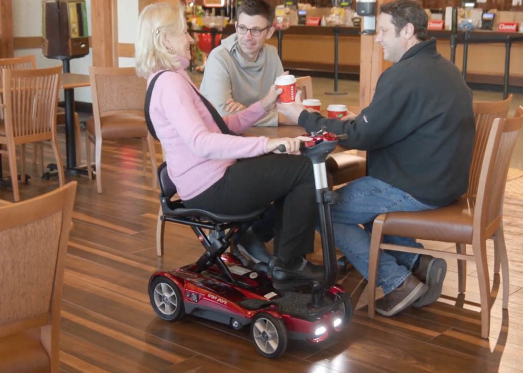 EV Rider Transport AF 4 Wheel Hands Free Folding Mobility Scooter - Lightweight, Travel Approved, Anti Flat Tires For Seniors