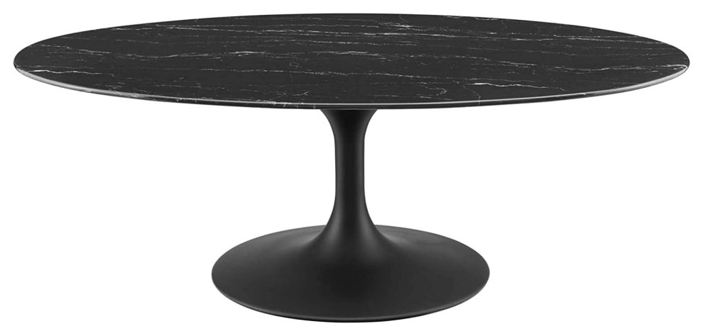 Elegant Coffee Table  Black Painted Pedestal Base  ampOval MDF Top   Contemporary   Coffee Tables   by Declusia  Houzz