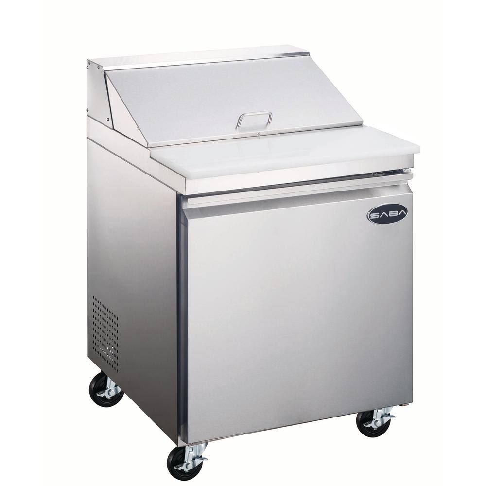 SABA 27.5 in. W 5.7 cu. ft. Commercial Food Prep Table Refrigerator Cooler in Stainless Steel SPS-27-8