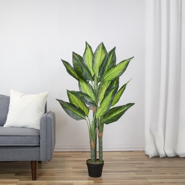 51 Artificial Wide Leaf Green Dieffenbachia Potted Plant