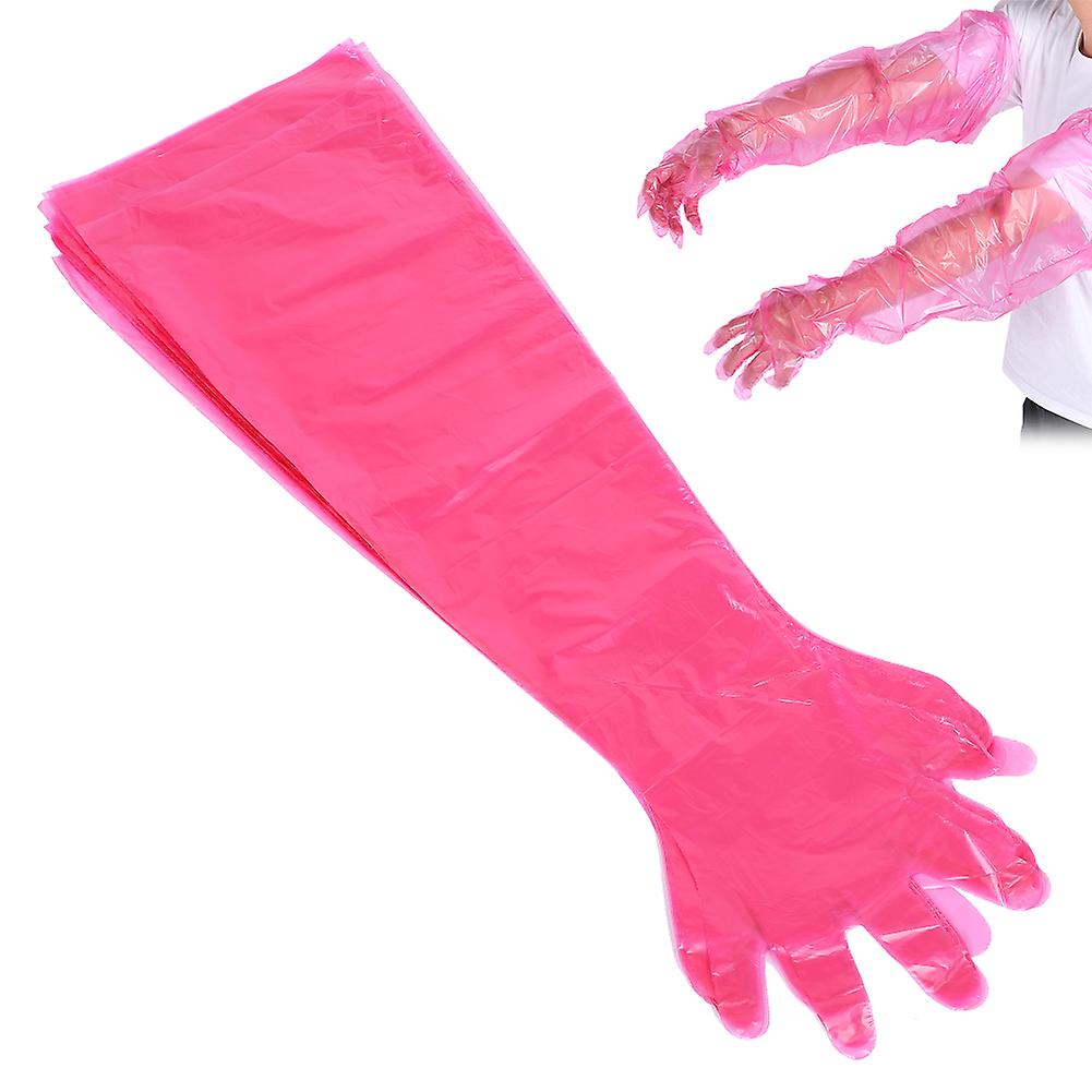 50pcs Disposable Long Arm Gloves Soft Elastic For Livestock Veterinary Examination Redred Long Arm Gloves