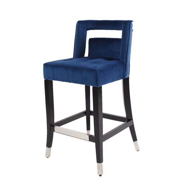 Suede Velvet Barstool with nailheads and backrest，Set of 2