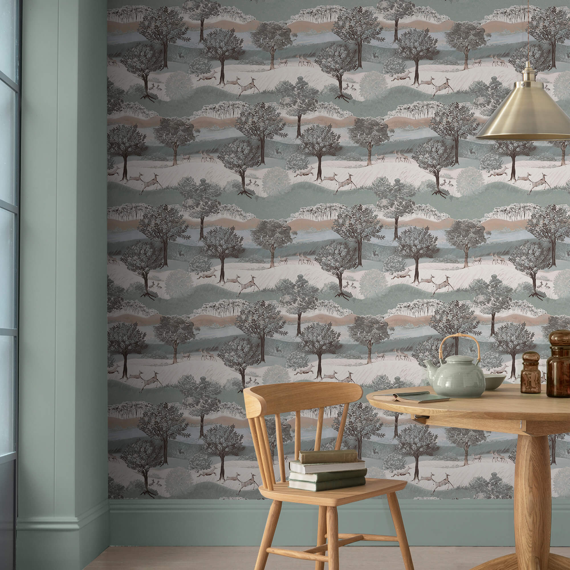 Laura Ashley Hartingdon Jade Green Wallpaper