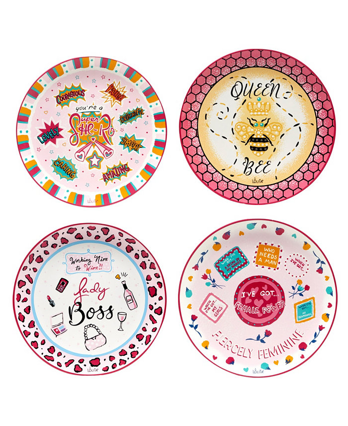 Certified International Lolita Lady Boss 4 Piece Dessert Plate