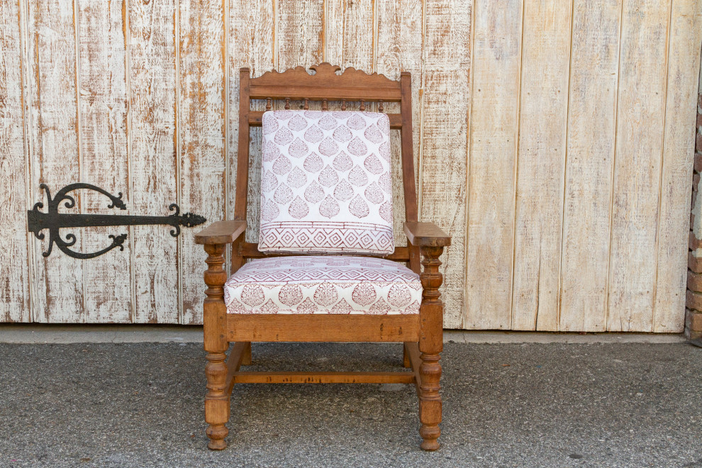 Antique Block Printed Teak Plantation Chair   Traditional   Armchairs And Accent Chairs   by De cor  Houzz