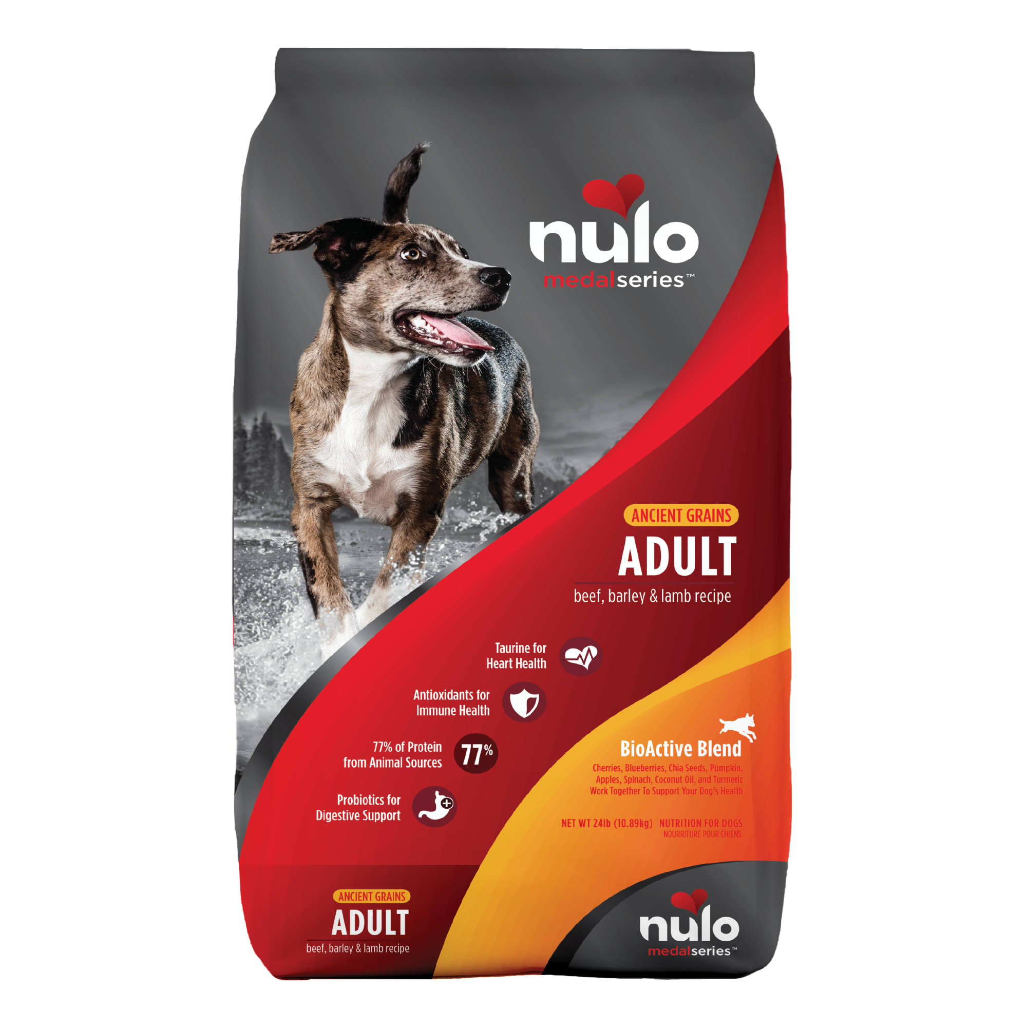 NULO MedalSeries Ancient Grains Beef， Barley amp; Lamb Adult Dry Dog Food， 24 lbs.