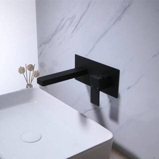 PROOX Single Handle Wall Mounted Bathroom Faucet in Matte Black PR9020B-2-MB