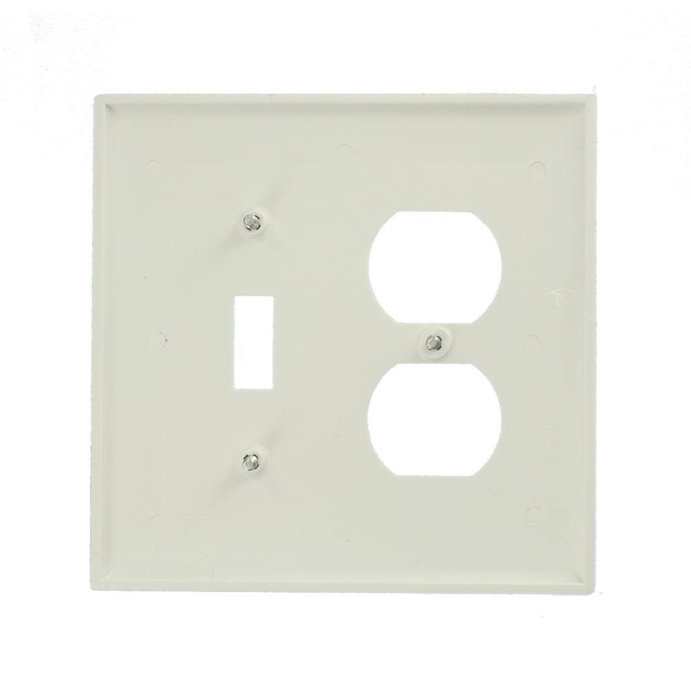 Leviton White 2-Gang 1-Toggle1-Duplex Wall Plate (1-Pack) R52-0PJ18-00W