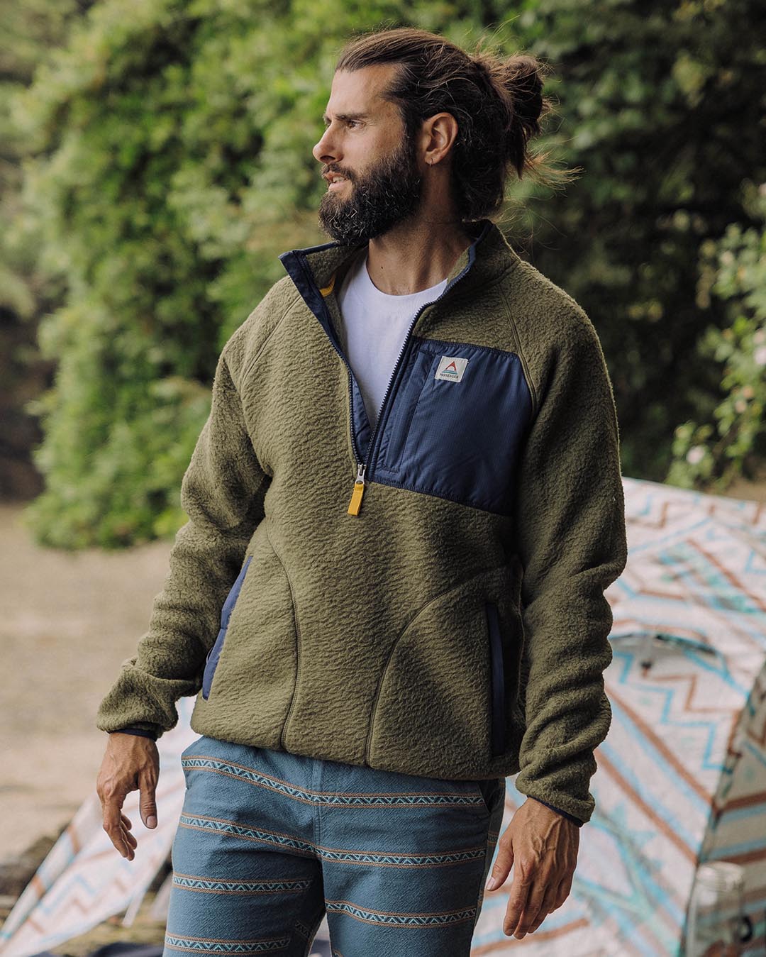 Offgrid 1/4 Zip Recycled Sherpa Fleece - Khaki