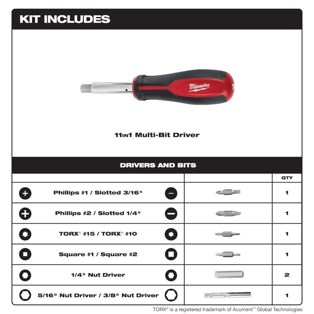 Milwaukee 11-in-1 Screwdriver SQ 48-22-2761 from Milwaukee