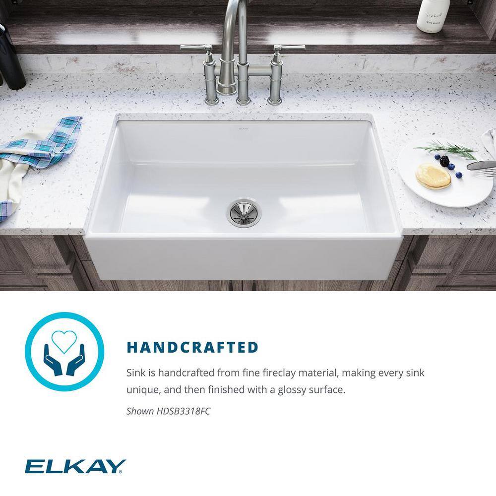 Elkay Burnham White Fireclay 33 in. Single Bowl Farmhouse Apron Kitchen Sink HDSB3318FC