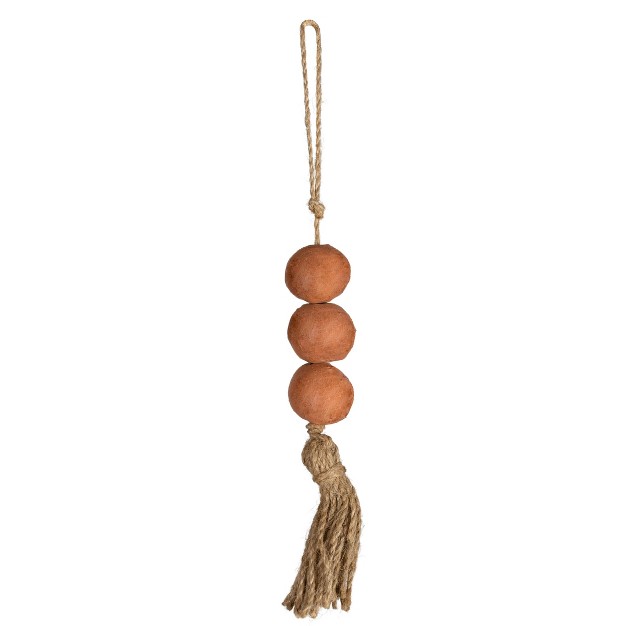 Beaded Terracotta amp Jute Tassel Foreside Home amp Garden