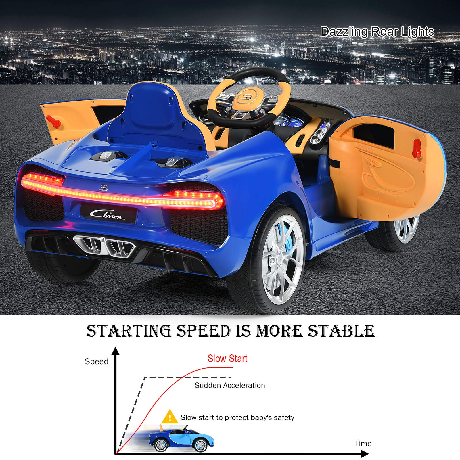 Costzon Ride on Car, Licensed Bugatti 12V Battery Powered Car w/ 2.4G Remote Control