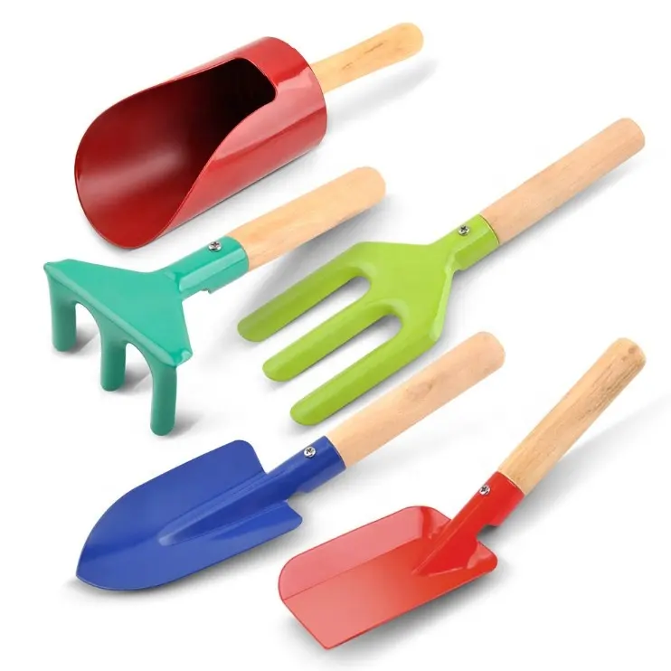 Hot Sales  Mini Tool Kit with Wooden Handle Shovel Gardening Toys Kids  Digging Bag Kits Gift Hand Children Garden Tools Set