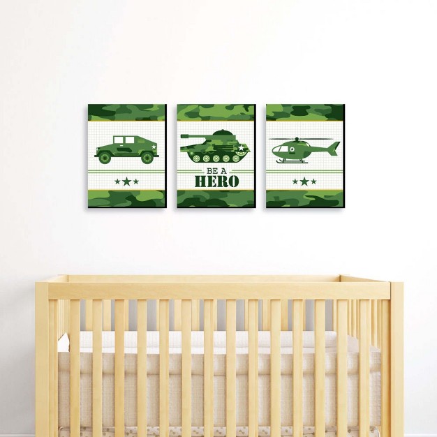 Big Dot Of Happiness Camo Hero Army Military Camouflage Nursery Wall Art And Kids Room Decorations Gift Ideas 7 5 X 10 Inches Set Of 3 Prints