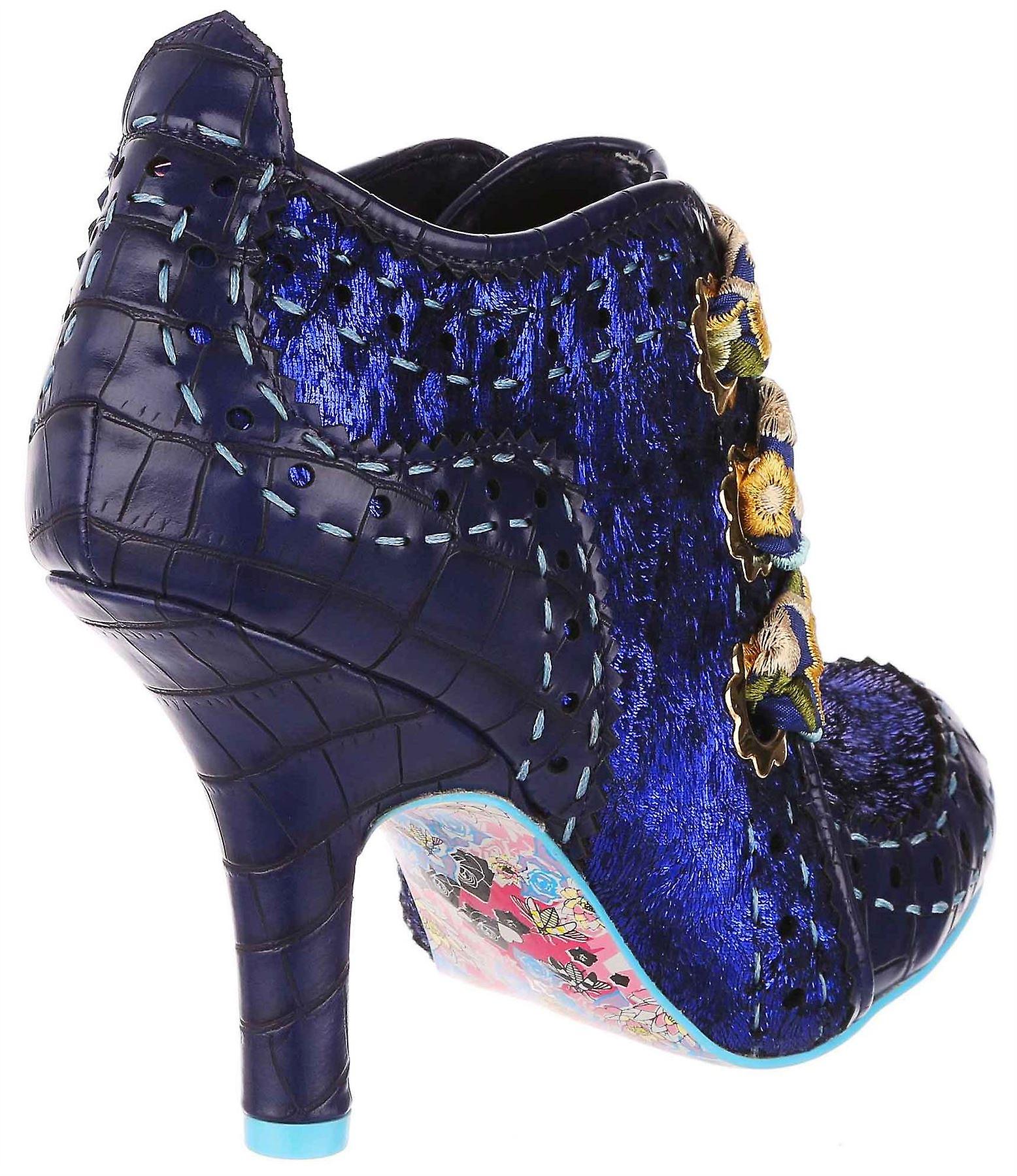 Irregular Choice Abigails Flower Party Blue Gold Womens Ankle Boots