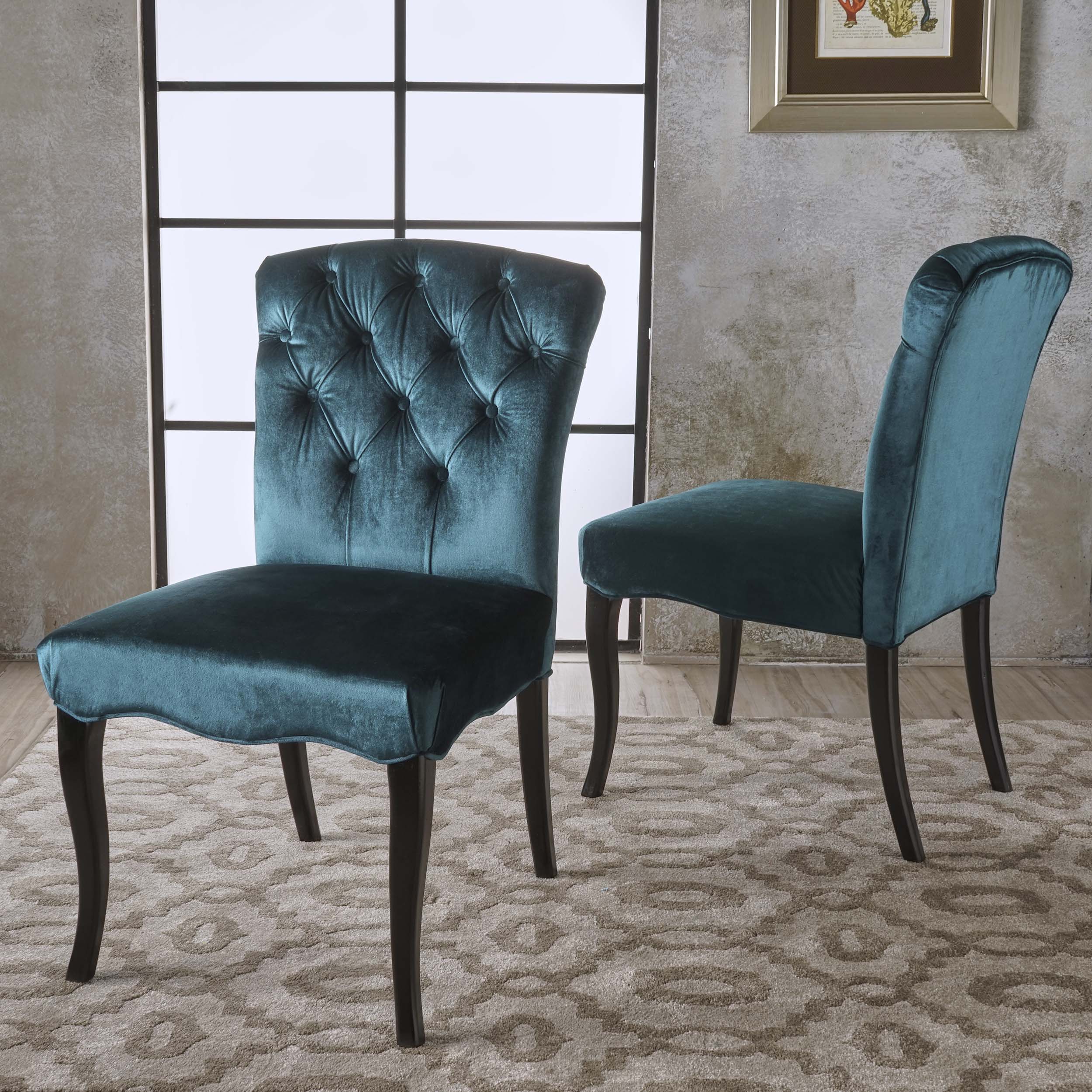 Hallie Traditional Tufted Armless Dining Chairs (Set of 2)