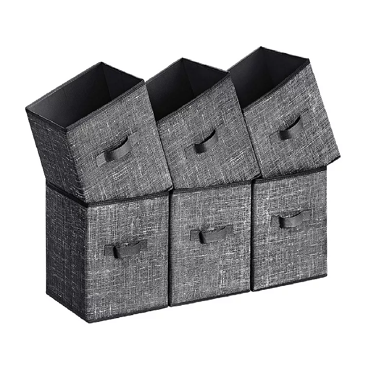 Set Of 6 Fabric Storage Bins， Cube Storage Bins， Fabric Storage Bins With Dual Handles