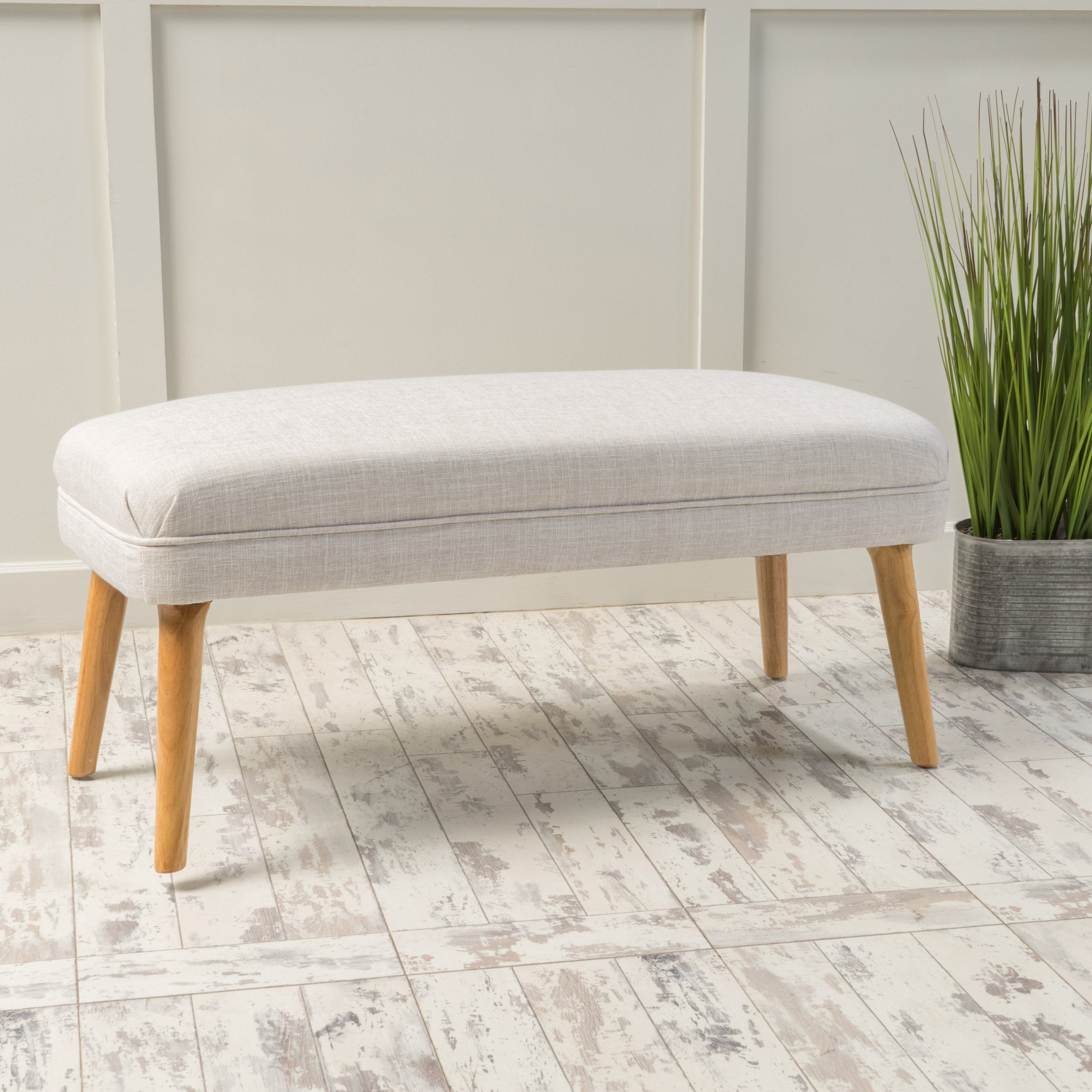 Dumont Mid Century Modern Fabric Ottoman Bench