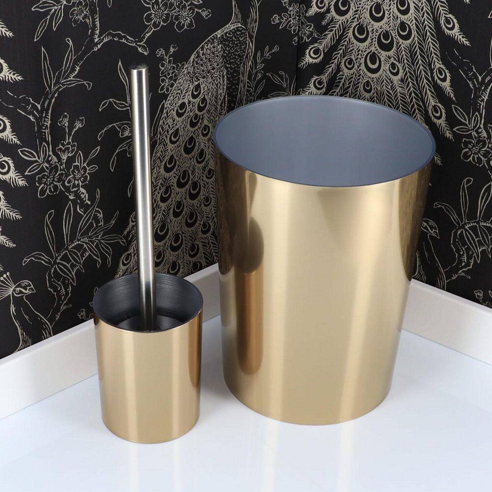 Golden 5-Pieces Bath Accessory Set with Soap Pump Tumbler Soap Dish and Toilet Brush Holder in Gold Effect SET5GOLDEN198