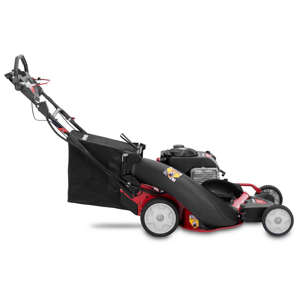 Troy-Bilt 28 in. 223cc Gas Walk Behind Self Propelled Lawn Mower with High Rear Wheels 3-in-1 Cutting TriAction Cutting System TBWC 28B