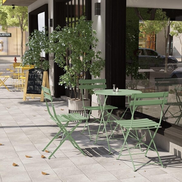 3Piece Bistro Set Folding Outdoor Furniture Sets with Premium Steel Frame Portable Design for Bistro and Balcony