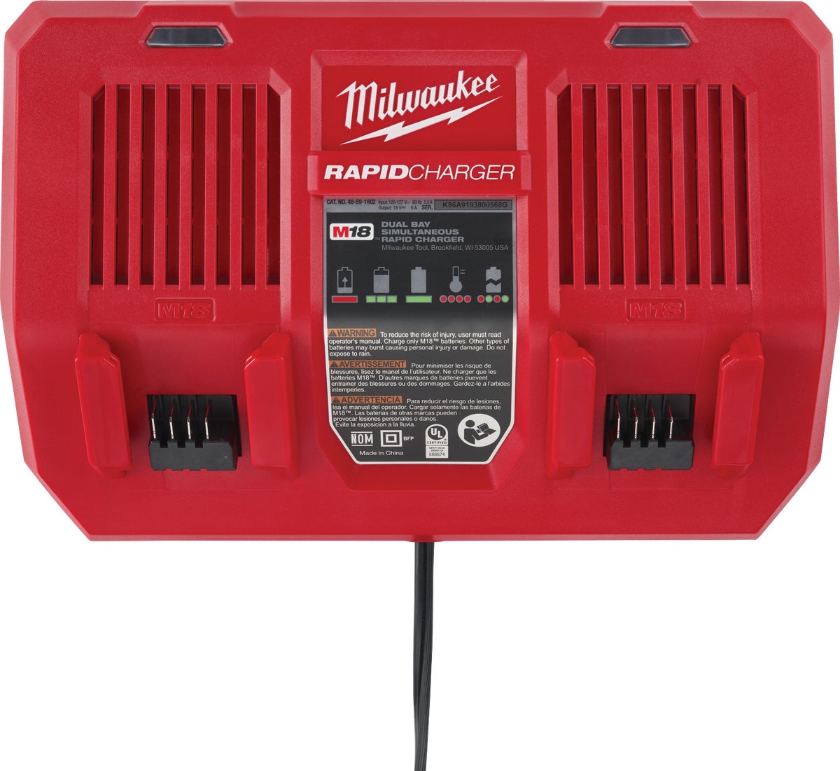 MW M18 Li-Ion Dual Bay Rapid Battery Charger