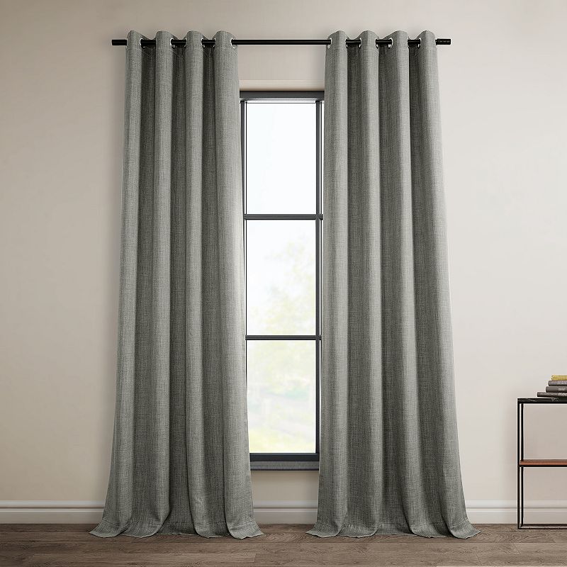 EFF Faux Linen Grommet Room Darkening Window Curtain