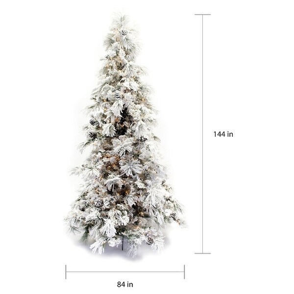 Flocked Needle 12foot Prelit Pine Christmas Tree