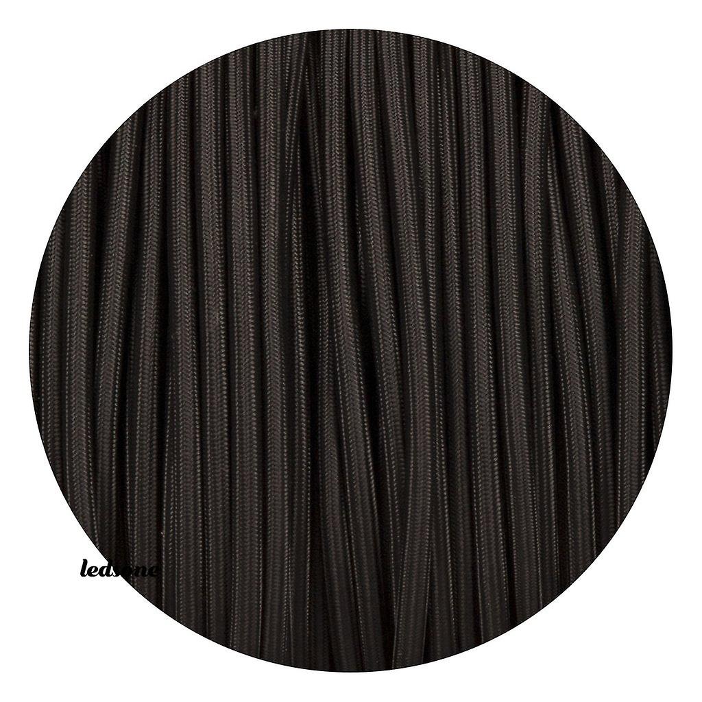 18 Gauge 3 conductor round cloth covered wire braided light cord black~1353