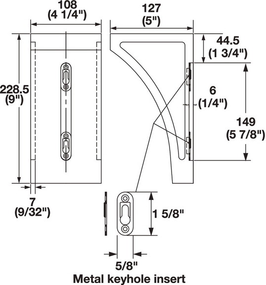 Hafele Corbel 9 x 4 1/4 x 5 (H x W x D)