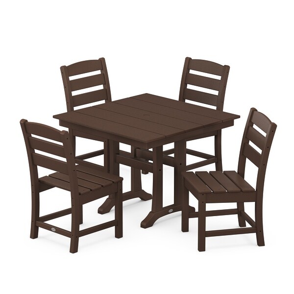 POLYWOOD Lakeside 5Piece Farmhouse Trestle Side Chair Dining Set