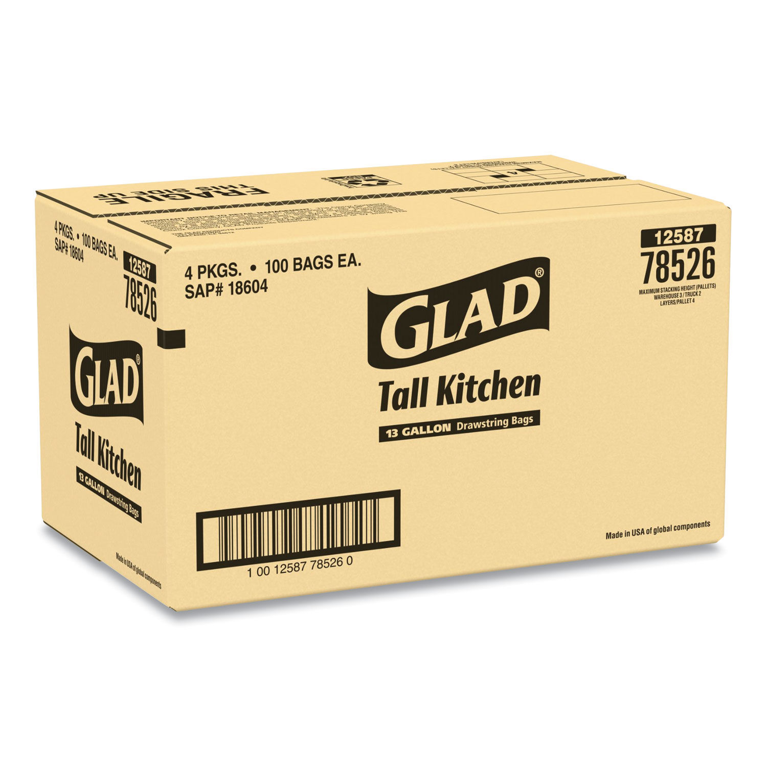 Tall Kitchen Drawstring Trash Bags by Gladandreg; CLO78526CT