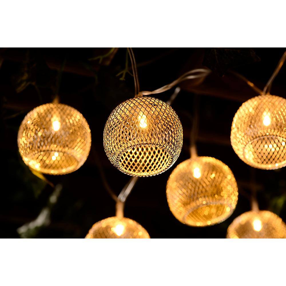 Hampton Bay Indoor 12 ft. Battery Operated Metal Integrated LED String Lights (10-Light) 10508