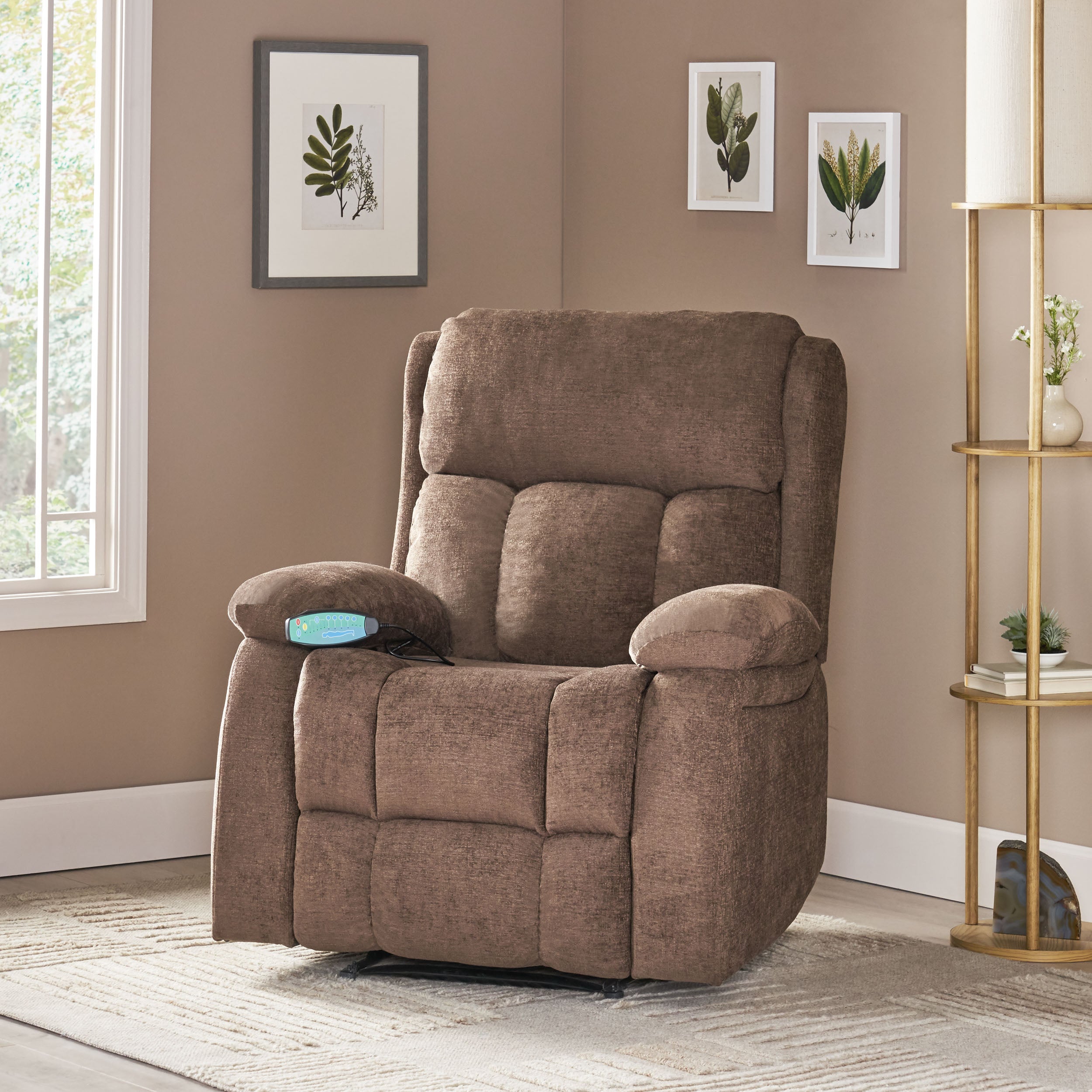 Lexie Contemporary Pillow Tufted Massage Recliner