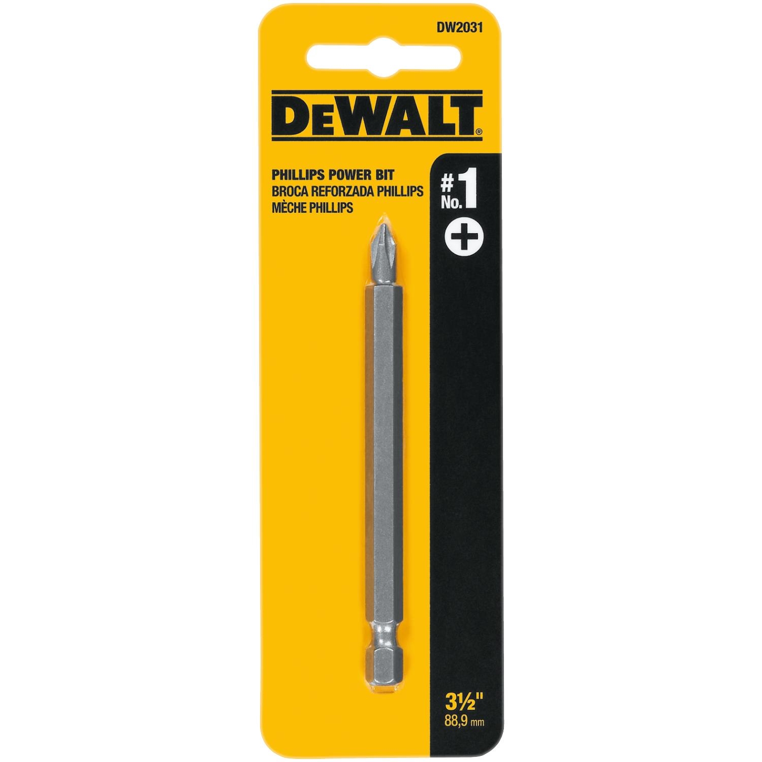 DW Phillips #1 X 3-1/2 in. L Power Bit Heat-Treated Steel 1 pc