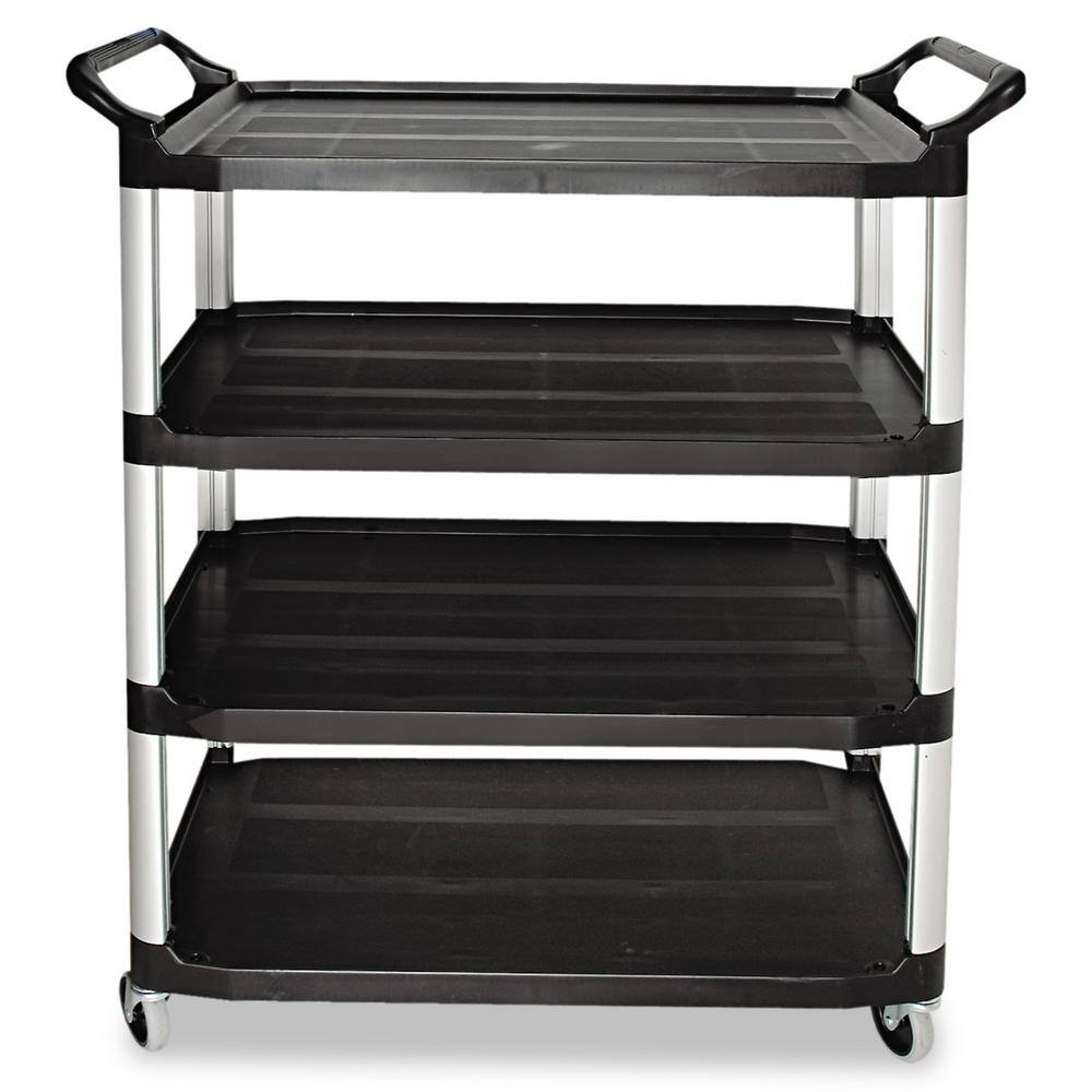 Rubbermaid Commercial Products Open Sided Xtra 4-Shelf Cart in Black RCP409600BLA