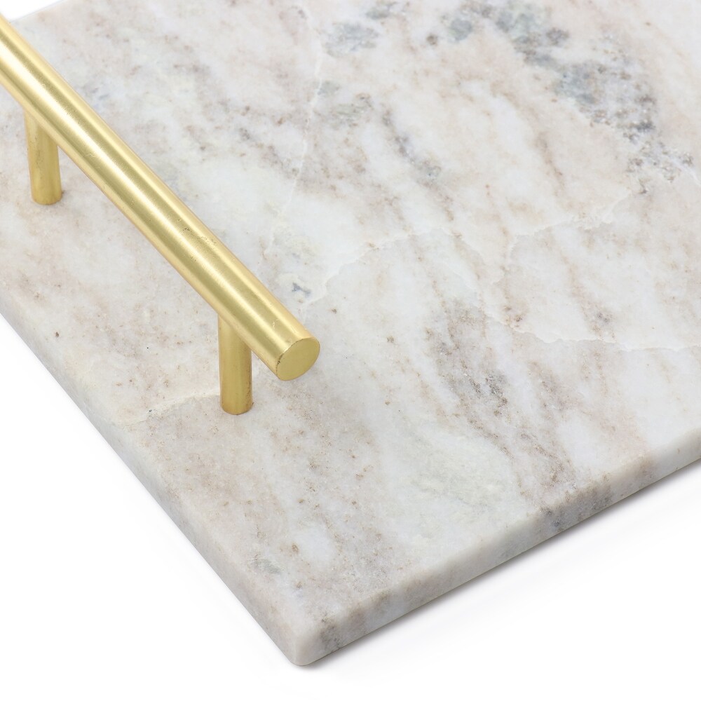 Laurie Gates Rectangle Marble Tray with Handles