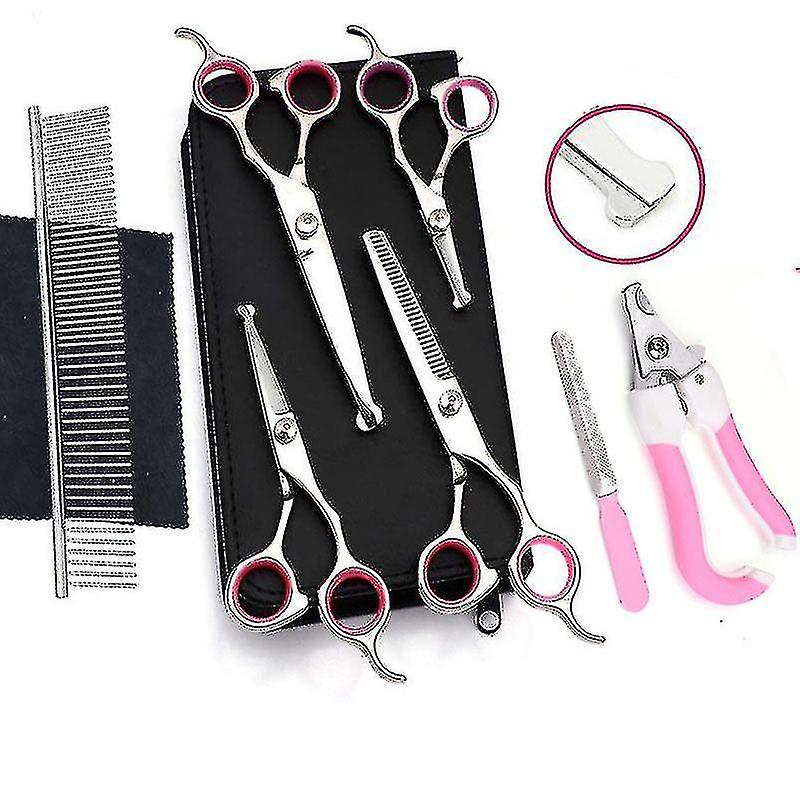 Dog Grooming Scissors Kit， Professional Safety Thinning Shears Comb