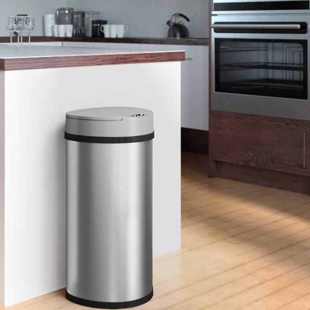 Itouchless Stainless Steel Sensor Trash Can W absorbx Odor Control 13 Gal Silver It13hx