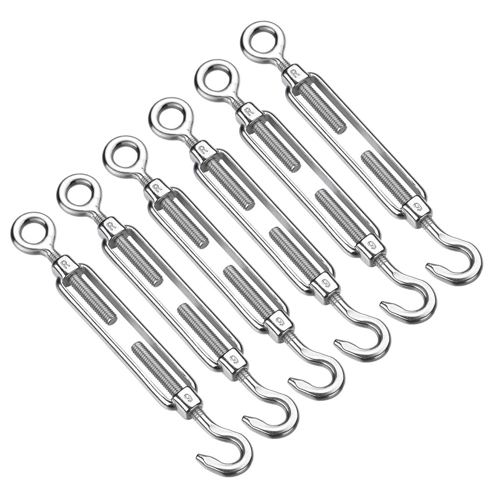 Yescom 6pcs 316 Stainless Steel M6 Hook & Eye Turnbuckle